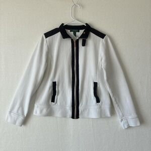 Lauren Ralph Lauren White and black zip-up jacket with collar size medium
